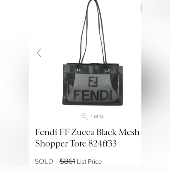 SOLD FENDI AUTHENIC VINTAGE BAG! Made it Italy! Black bag leather & Black mesh! - Picture 5 of 7